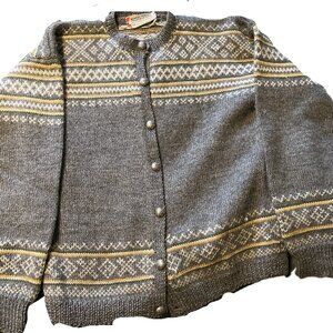 Timeless 1960s Norwegian Wool Sweater – Gray, Mustard & White